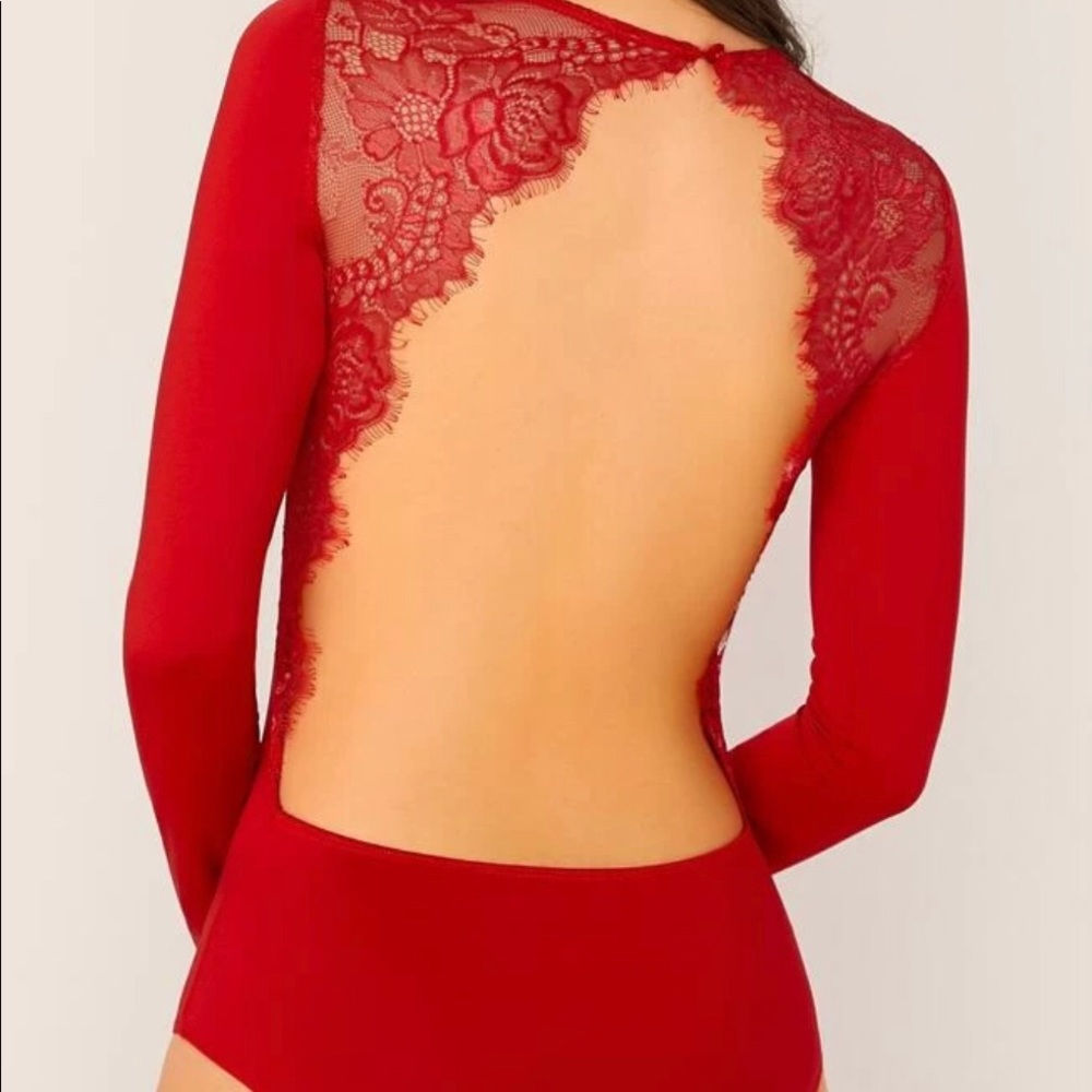 Red lace bodysuit